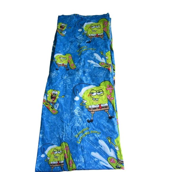 Sponge Bob Extreme Pants Snowboard Twin Size Flannel Top Flat Sheet GUC - Picture 5 of 13